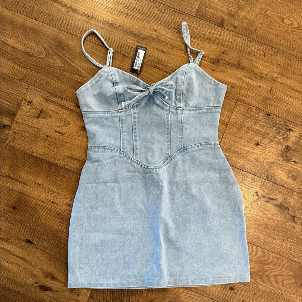 NWT PrettyLittleThings Light Wash Denim Dress